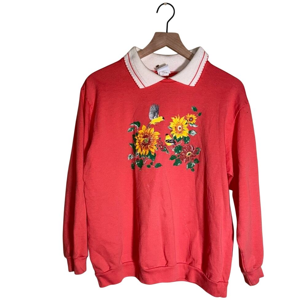 VINTAGE HABAND collared coastal grandma cottagecore collared sweatshirt M